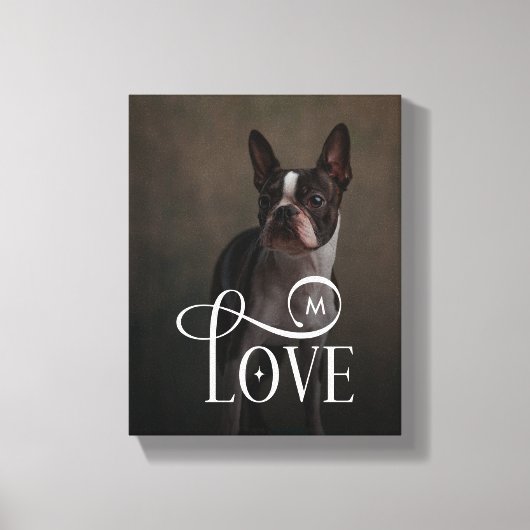 Modern Love Custom Dog Pets Photo Monogram Canvas Afdruk (Voorkant)