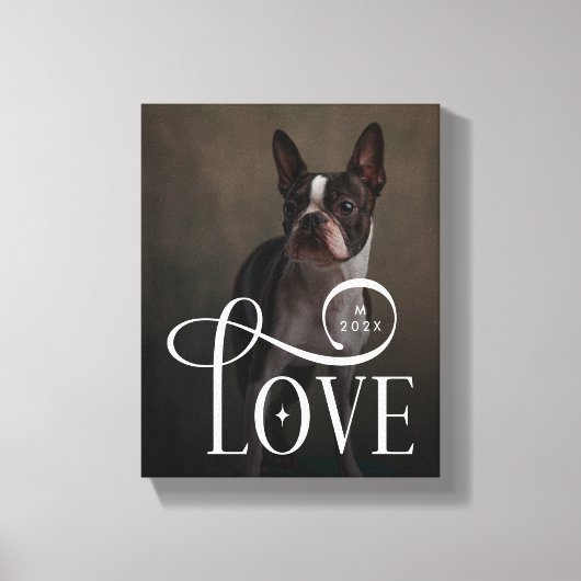 Modern Love Custom Dog Pets Photo Monogram Canvas Afdruk (Voorkant)