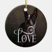 Modern Love Custom Dog Pets Photo Monogram Keramisch Ornament (Voorkant)