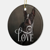 Modern Love Custom Dog Pets Photo Monogram Keramisch Ornament (Links)