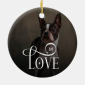 Modern Love Custom Dog Pets Photo Monogram Keramisch Ornament (Achterkant)
