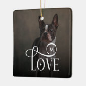 Modern Love Custom Dog Pets Photo Monogram Keramisch Ornament (Links)