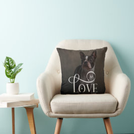 Modern Love Custom Dog Pets Photo Monogram Kussen