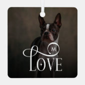 Modern Love Custom Dog Pets Photo Monogram Metalen Ornament (Achterkant)