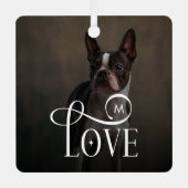 Modern Love Custom Dog Pets Photo Monogram Metalen Ornament (Voorkant)