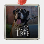 Modern Love Custom Dog Pets Photo Monogram Metalen Ornament (Voorkant)