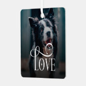Modern Love Custom Dog Pets Photo Monogram Metalen Ornament (Voorkant links)