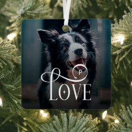 Modern Love Custom Dog Pets Photo Monogram Metalen Ornament