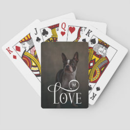 Modern Love Custom Dog Pets Photo Monogram Pokerkaarten