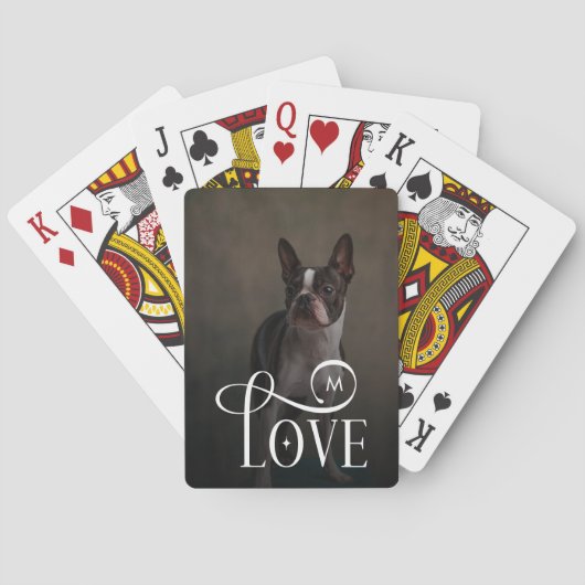 Modern Love Custom Dog Pets Photo Monogram Pokerkaarten (Achterkant)