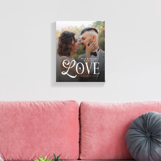 Modern Love Custom Wedding Photo Couples Monogram Canvas Afdruk (Insitu (Woonkamer))