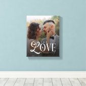 Modern Love Custom Wedding Photo Couples Monogram Canvas Afdruk (Insitu (Houten vloer))