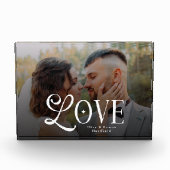 Modern Love Custom Wedding Photo Couples Monogram Fotoblokken (Voorkant)