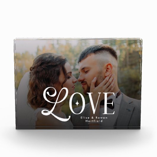 Modern Love Custom Wedding Photo Couples Monogram Fotoblokken (Voorkant)
