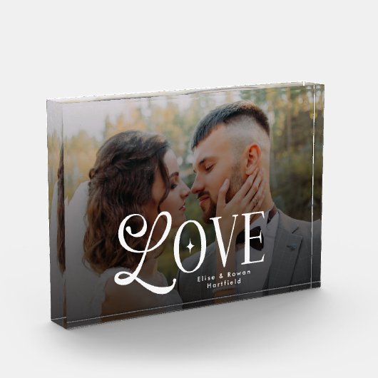 Modern Love Custom Wedding Photo Couples Monogram Fotoblokken (Links)