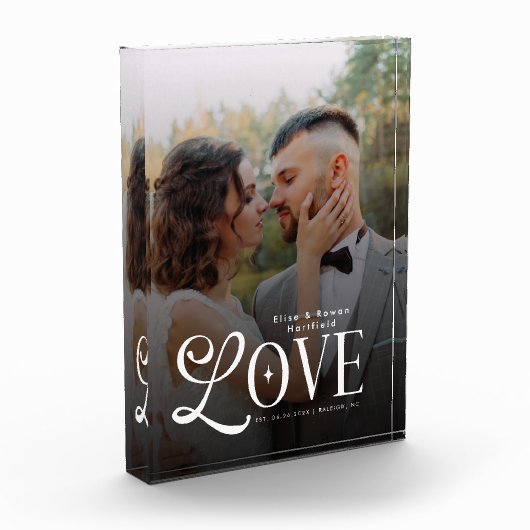 Modern Love Custom Wedding Photo Couples Monogram Fotoblokken (Links)