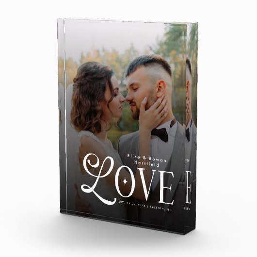 Modern Love Custom Wedding Photo Couples Monogram Fotoblokken (Rechts)