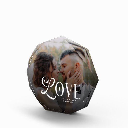 Modern Love Custom Wedding Photo Couples Monogram Fotoblokken (Rechts)