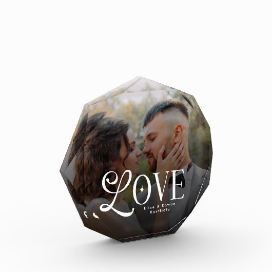 Modern Love Custom Wedding Photo Couples Monogram Fotoblokken (Links)