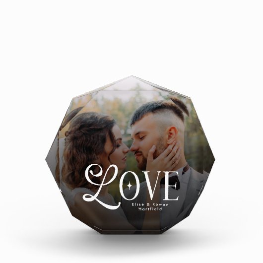 Modern Love Custom Wedding Photo Couples Monogram Fotoblokken (Voorkant)