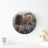 Modern Love Custom Wedding Photo Couples Monogram Grote Klok (Huis)