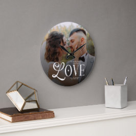 Modern Love Custom Wedding Photo Couples Monogram Grote Klok