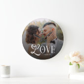 Modern Love Custom Wedding Photo Couples Monogram Grote Klok (Huis)