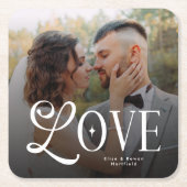 Modern Love Custom Wedding Photo Couples Monogram Kartonnen Onderzetters (Voorkant)