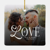 Modern Love Custom Wedding Photo Couples Monogram Keramisch Ornament (Achterkant)