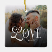 Modern Love Custom Wedding Photo Couples Monogram Keramisch Ornament (Voorkant)