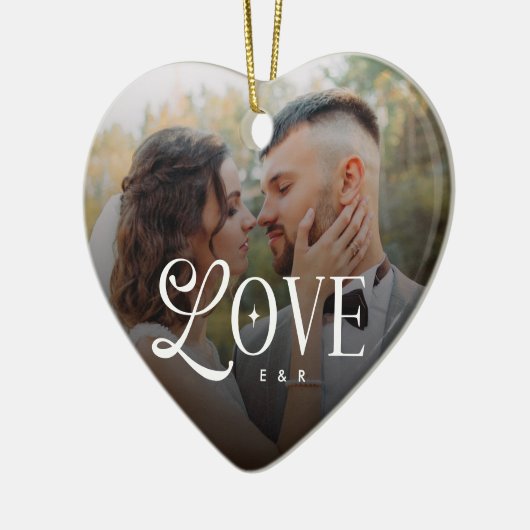 Modern Love Custom Wedding Photo Couples Monogram Keramisch Ornament (Links)