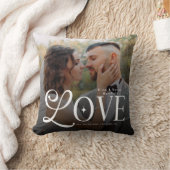 Modern Love Custom Wedding Photo Couples Monogram Kussen (Deken)