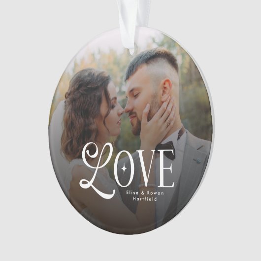 Modern Love Custom Wedding Photo Couples Monogram Ornament (voorkant)