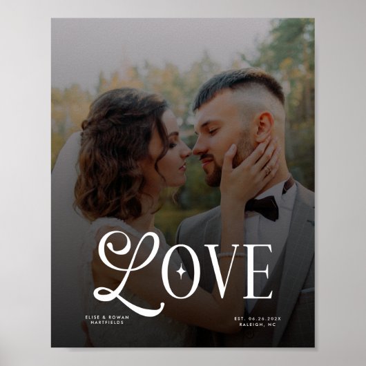 Modern Love Custom Wedding Photo Couples Monogram Poster (Voorkant)
