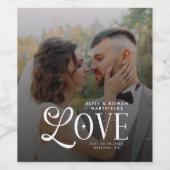 Modern Love Custom Wedding Photo Couples Monogram Wijn Etiket (Enkel label)