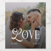 Modern Love Custom Wedding Photo Couples Monogram Wijn Etiket (Enkel label)
