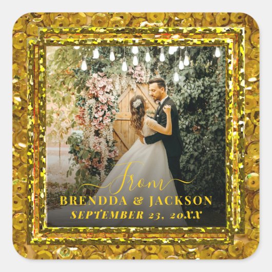 Modern LOVE Fotocollage Valentijnsdag Vierkante Sticker (Voorkant)