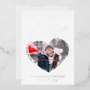 Modern Love Hart Overzicht Foto Save The Date Folie Uitnodiging