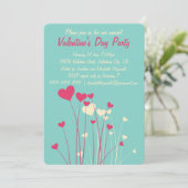 Modern Love Heart Flowers Valentijnse  Party Kaart (Staand voorkant)
