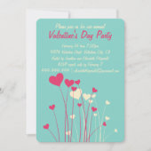 Modern Love Heart Flowers Valentijnse  Party Kaart (Voorkant)