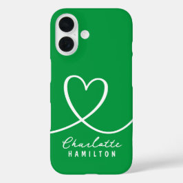Modern Love Heart Gepersonaliseerde naam iPhone 16 Hoesje
