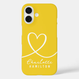 Modern Love Heart Gepersonaliseerde naam iPhone 16 Hoesje