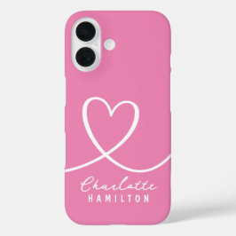 Modern Love Heart Gepersonaliseerde naam iPhone 16 Hoesje
