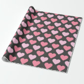 Modern Love Heart Pattern Wrapping Paper Cadeaupapier (Uitgerold)