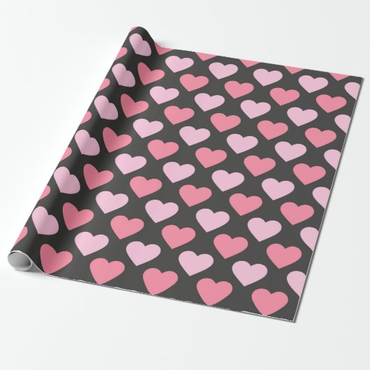Modern Love Heart Pattern Wrapping Paper Cadeaupapier (Uitgerold)