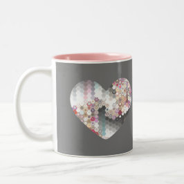 Modern Love Heart Tweekleurige Koffiemok