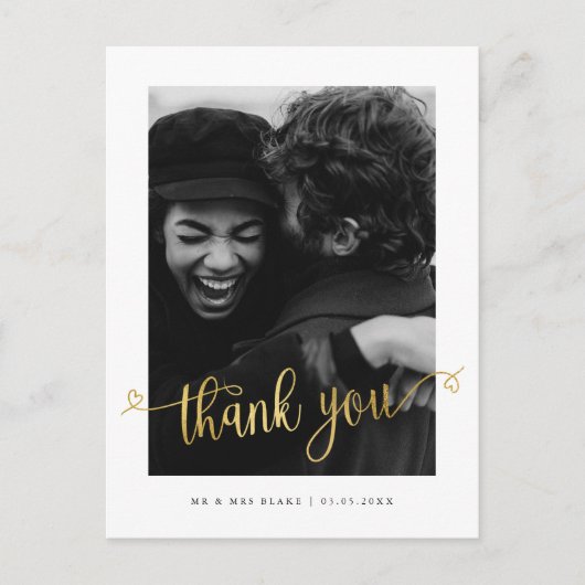 Modern Love Heart Weddenschap Foto: Dank u Briefka Briefkaart (Voorkant)