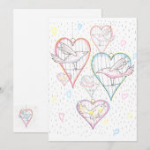 Modern Love Hearts and Birds Pattern Feestdagenkaart (Voorkant / Achterkant)