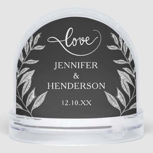 Modern Love Huwelijk Script Foto Geschenk Sneeuwbol (Achterkant)