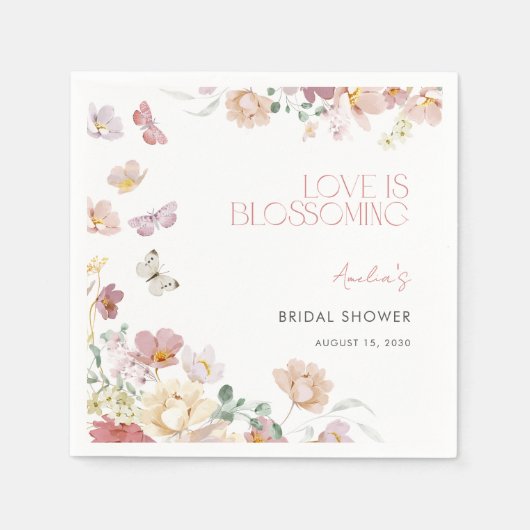 Modern Love is Blossoming Pink Bridal Shower Servet (Voorkant)